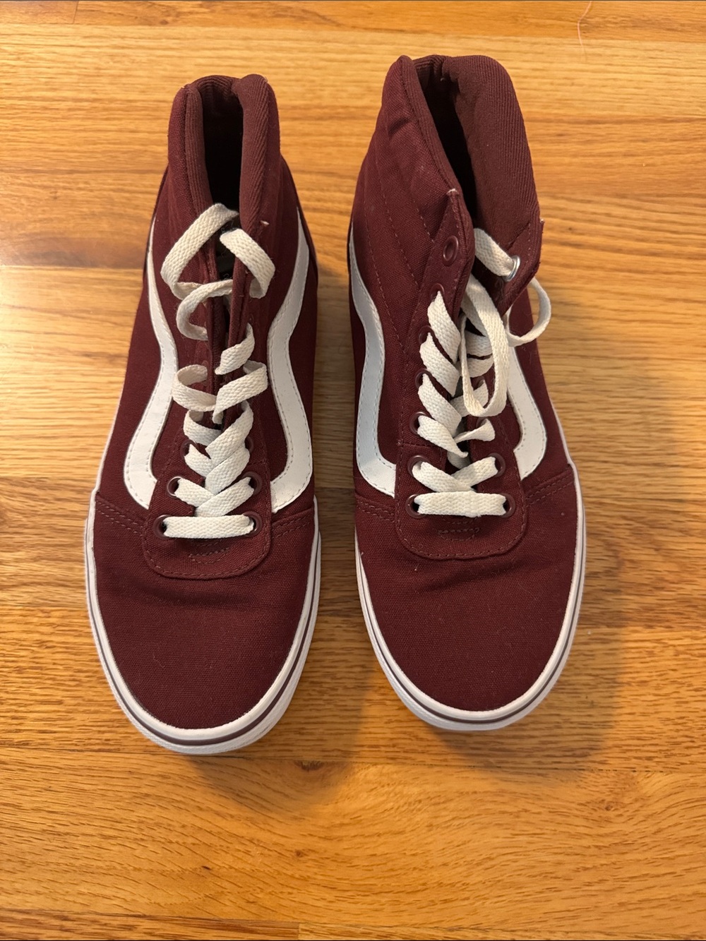 Vans Sk8-Hi Canvas Sneakers - Maroon and White